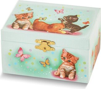 Curata ChildrenS Cat Themed Graphic Wrap with Mirror and Twirling Ballerina Music Box
