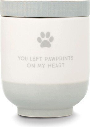 Curata You Left Pawprints on My Heart Grey Ceramic Pet Memory Jar with Wooden Lid