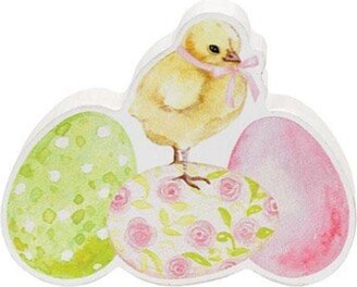 Chick & Easter Eggs Chunky Sitter - Multi - ” high by 5” wide by .75” deep