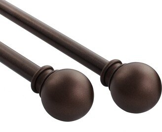 Deco Window 2 Pack Single Curtain Rod with Ball Round Finials & Brackets Set - 44