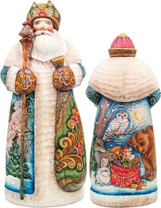G.DeBrekht Woodcarved Hand Painted Peaceful Kingdom Christmas Santa Figurine