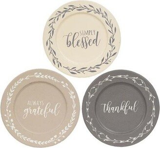 Always Grateful Floral Band Plate 3 Asstd - H- 0.50 in. W- 8.50 in. L - 8.50 in.