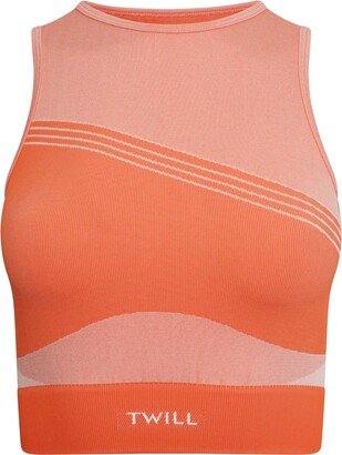 Twill Active Recycled Colour Block Body Fit Racer Crop Top - Yellow & Orange