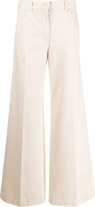 Pressed-Crease Cotton Wide-Leg Jeans-AA