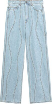 Panelled Wide-Leg Jeans-AD