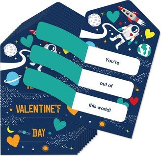 Big Dot Of Happiness Blast Off to Outer Space Cards for Kids - Happy Valentine's Day Pull Tabs 12 Ct