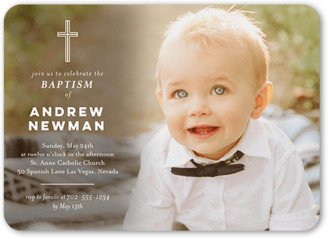 Baptism Invitations: Delightful Blessings Baptism Invitation, White, 5X7, Matte, Signature Smooth Cardstock, Rounded