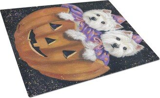 PPP3205LCB Westie Halloween Pumpkin Ride Glass Cutting Board