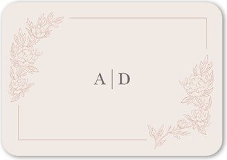 Enclosure Cards: Floral Curve Wedding Enclosure Card, Pink, Signature Smooth Cardstock, Rounded