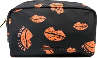 Bimba y Lola Lip-Print Makeup Bag