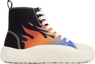 ACUPUNCTURE 1993 Flame-Print High-Top Sneakers