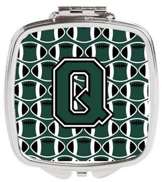 CJ1071-QSCM Letter Q Football Green & White Compact Mirror