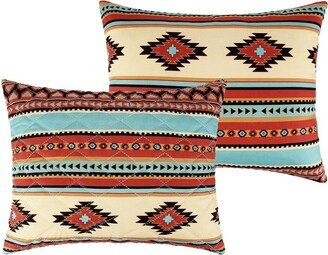 Tagus 36 Inch King Pillow Sham, Natural Southwest Patterns, Side Zippers