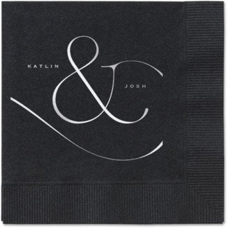 Wedding Napkins: Elegant Embellishment Napkin, Grey, Black