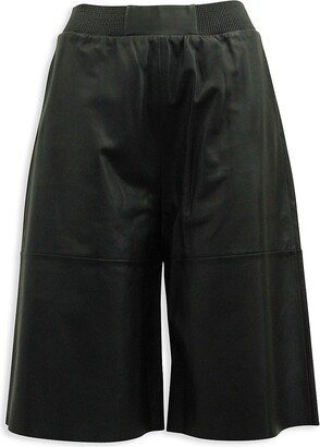 Culottes In Navy Blue Lambskin Leather