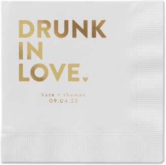 Wedding Napkins: Drunk In Love Napkin, Yellow, White