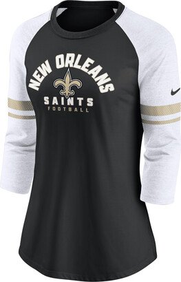 Women's Fashion (NFL New Orleans Saints) 3/4-Sleeve T-Shirt in Black