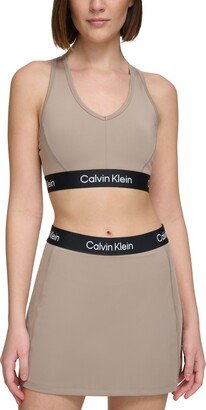 Performance Women's Medium-Impact V-Neck Racerback Sports Bra - Moonrock/black