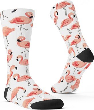 Socks: Flamingo Party - Pink Custom Socks, Pink