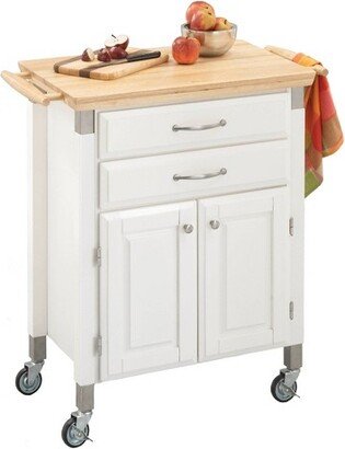 Small Dolly Madison Kitchen Cart with Natural Top Off White - Homestyles