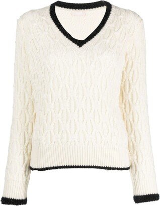 V-neck chunky-knit jumper-AC