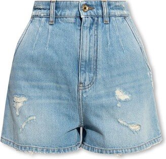 Distressed Denim Shorts-AT