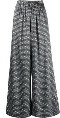 Printed High-Waisted Palazzo Trousers