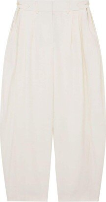 Pleated Wide-Leg Wool Trousers-AA