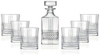 European Crystalline Whiskey Decanter And 6 Double Old Fashioned Tumblers