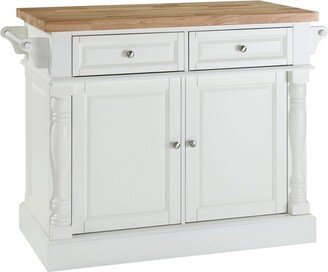 Butcher Block Top Kitchen Island - White