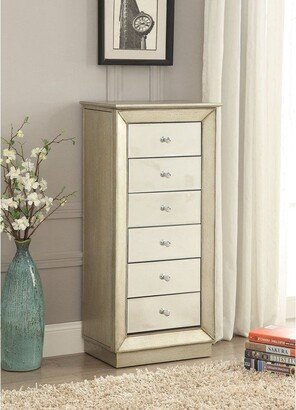 Calnod Talor Jewelry Armoire in Antique Gold, Tranditional Glam Style, 6 Drawer, Top Lid w/Mirror & Jewelry Storage,MDF, PB