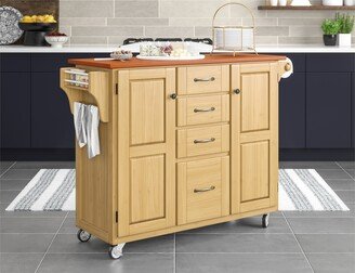 Copper Grove Puff Island Natural Finish 4-drawer Kitchen Cart