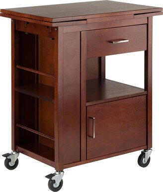 Gregory Extendable Top Kitchen Cart, Walnut - 27.56 x 18.35 x 33.46 inches