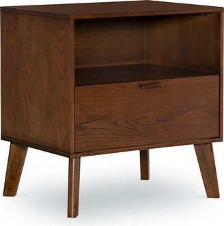 Contemporary Home Living 27 Brown One Drawer Nightstand with Bronze Pulls