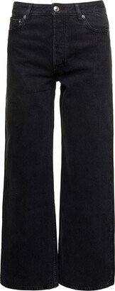 'elisabeth' Black Five-pockets Wide Leg Jeans In Cotton Denim Woman-AB