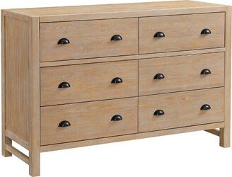 Arden 6 Drawer Wood Double Dresser Light Driftwood