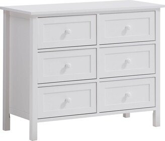 39 White Manufactured Wood Six Drawer Standard Dresser