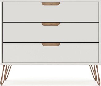 IGEMAN Dresser with 3-Drawers, in Off White and Nature, Suitable for Bedroom, Living Room, Dining Room, Items Storage Helper-AA