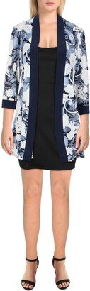 Petites Womens Printed Sheer Duster Blazer