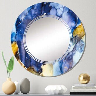 Designart 'Blue Luxury Abstract Fluid Art III' Printed Modern Wall Mirror