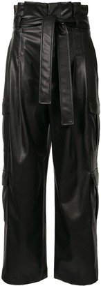 Faux-Leather Tie Waist Trousers