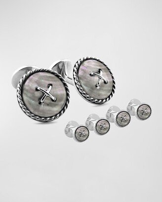 Men's Button Mother-Of-Pearl Cufflink Stud Set