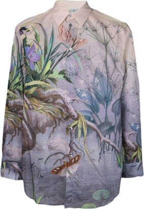 All-Over Botanical Printed Sleeved Shirt