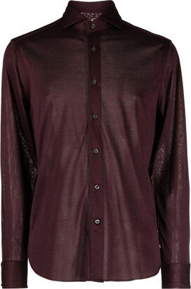 Spread-Collar Cotton Shirt-AC