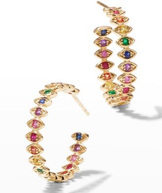 Marquis Evil Eye Hoop Earrings in Rainbow, Medium-AA