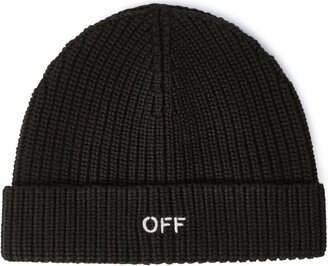 Black Virgin Wool Beanie Hat