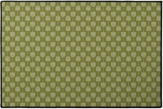 Door Mats: Fans - Olive Door Mat, Green