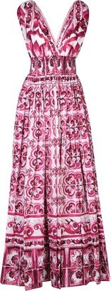 Majolica Printed Sleeveless Midi Dress