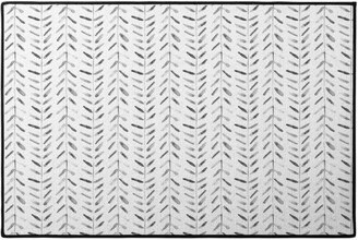 Door Mats: Noir Watercolor Abstract Geometrical Pattern For Modern Home Decor Bedding Nursery Painted Brush Strokes Herringbone Door Mat, White