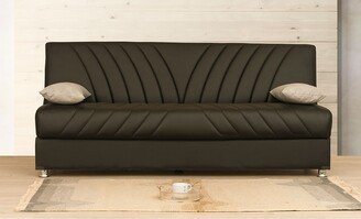 Cordova Brown Leather Armless Sleeper Sofa with Storage